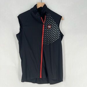 Compressport Men's Black Running Jacket Windproof Vest Diagonal Full Zip Mock S‎